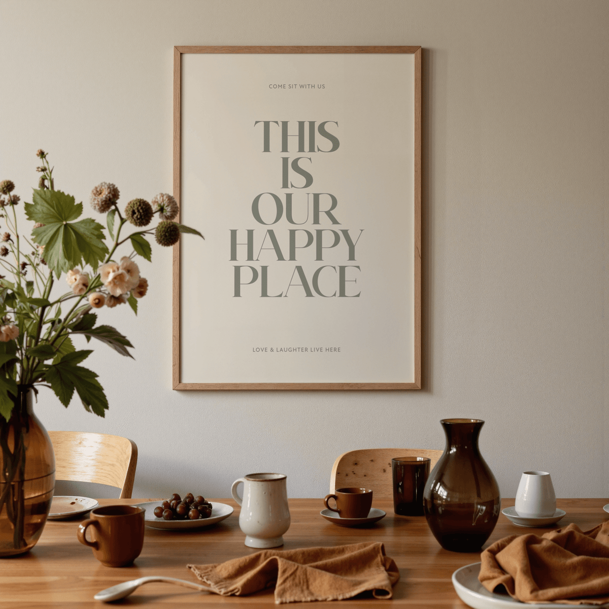 Inspirational Wall Sign art print with Green and Beige for hallway display