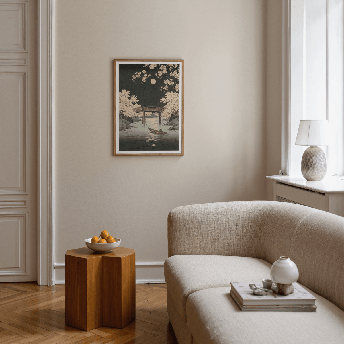 Cherry Blossom Art Print featuring Green details ideal for bedroom decor
