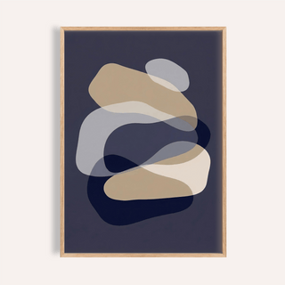 abstract art shapes Blue Beige White Gray living room wall art print