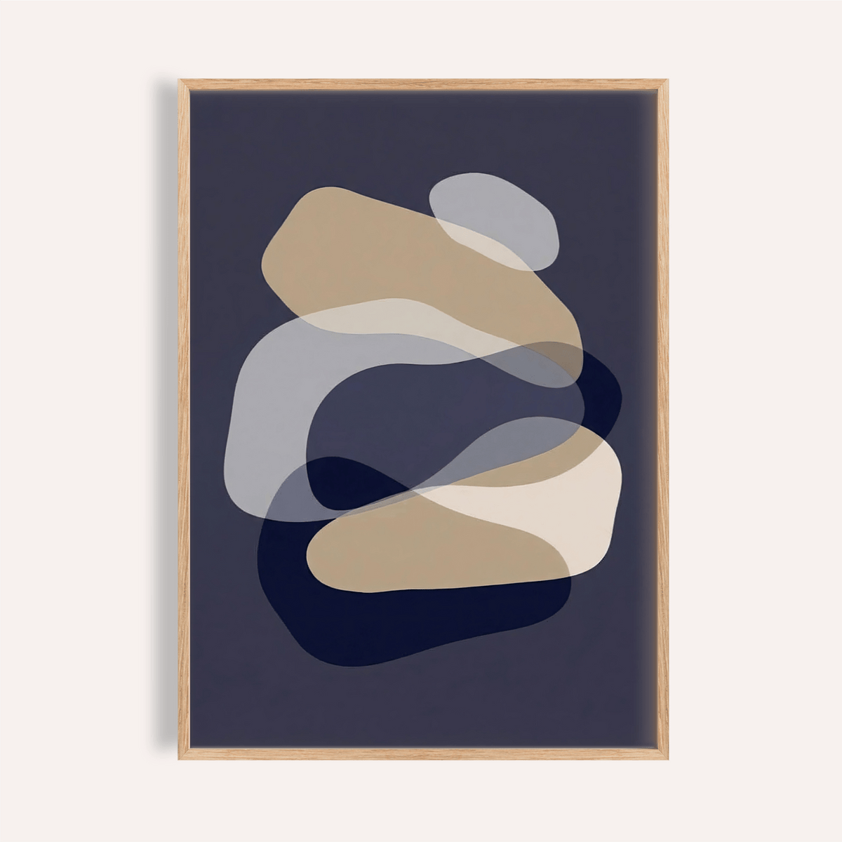 abstract art shapes Blue Beige White Gray living room wall art print