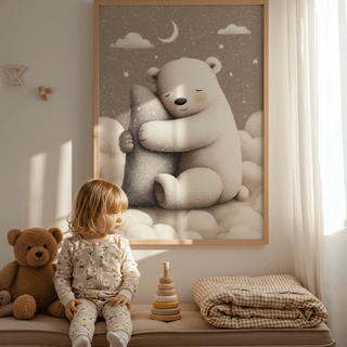 Polar Bear Nursery Print with white background for nursery art print