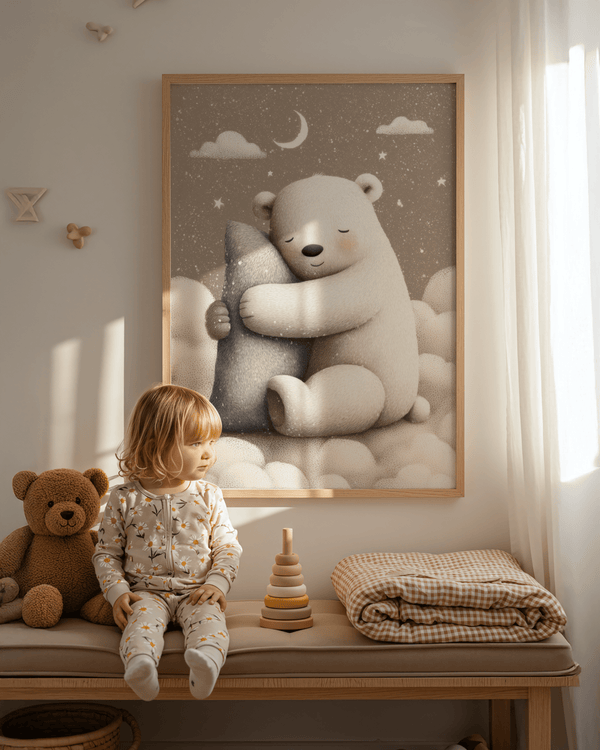 Polar Bear Nursery Print with white background for nursery art print