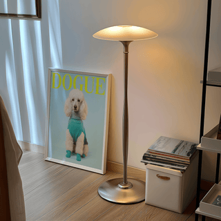 Pet Wall Decor print, blue sweater dog, yellow text for entryway