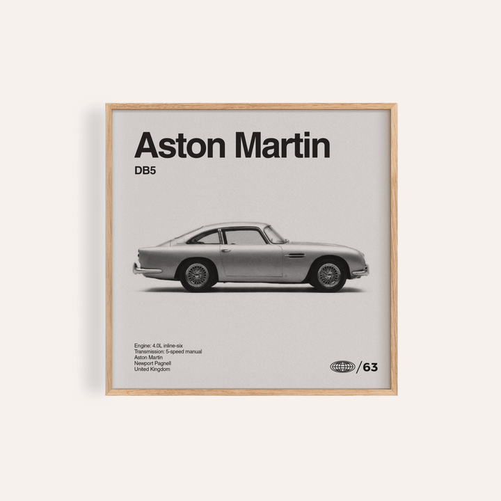 Aston Martin Art Print in Black and White for living room wall art