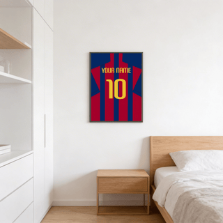 Striped soccer jersey print showing number 10 and nameplate
