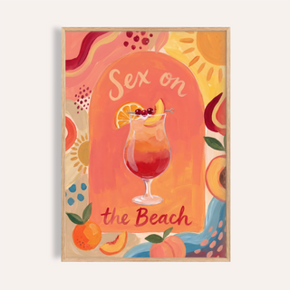 Center-focused Colorful Drink Poster featuring a cocktail glass with cherries and citrus