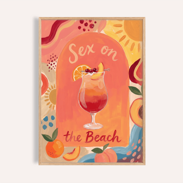 Center-focused Colorful Drink Poster featuring a cocktail glass with cherries and citrus