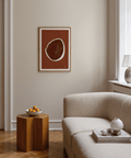 Minimalist wall art print showing a large rough circle on solid background