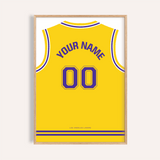 Canotta da basket personalizzata - gialla con numero viola — wooden-frame main image