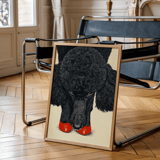 Poodle Wall Art decor in red, beige, and black for bedroom wall art