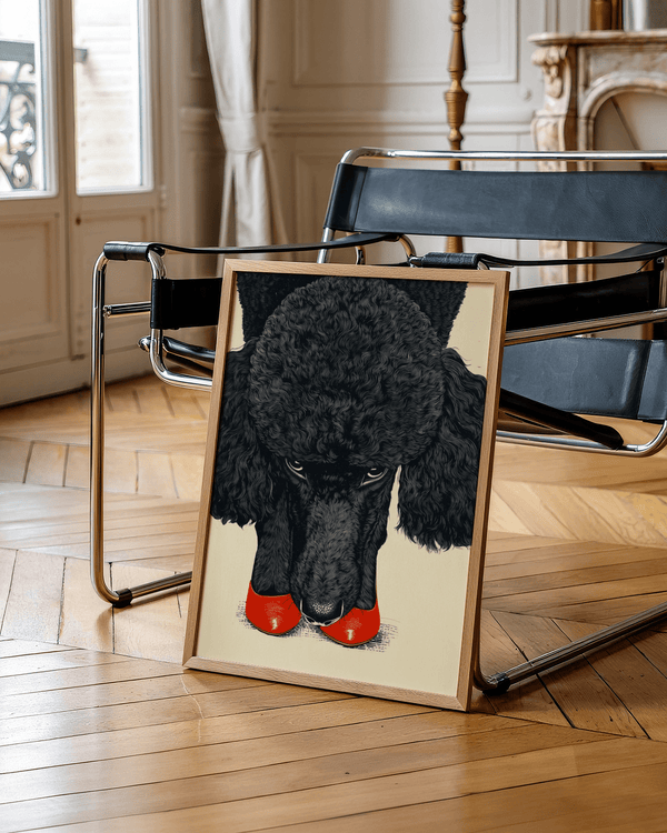 Poodle Wall Art decor in red, beige, and black for bedroom wall art