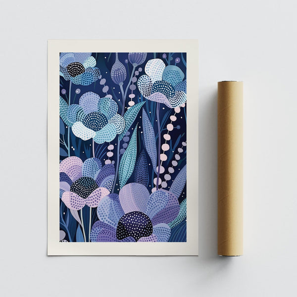 Yayoi Kusama inspired Modern Flower Art with graphic floral composition.