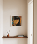 Japanese Woman Art wall art in Black Gold Gray for living room