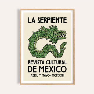 Featured Serpent Cultural Art Print poster with Spanish text and serpent illustration