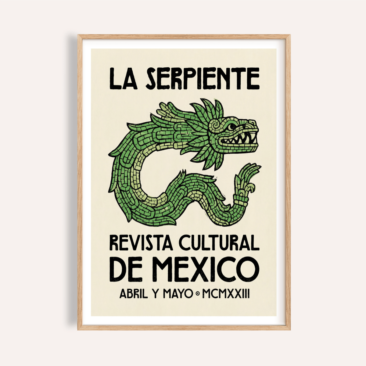 Featured Serpent Cultural Art Print poster with Spanish text and serpent illustration