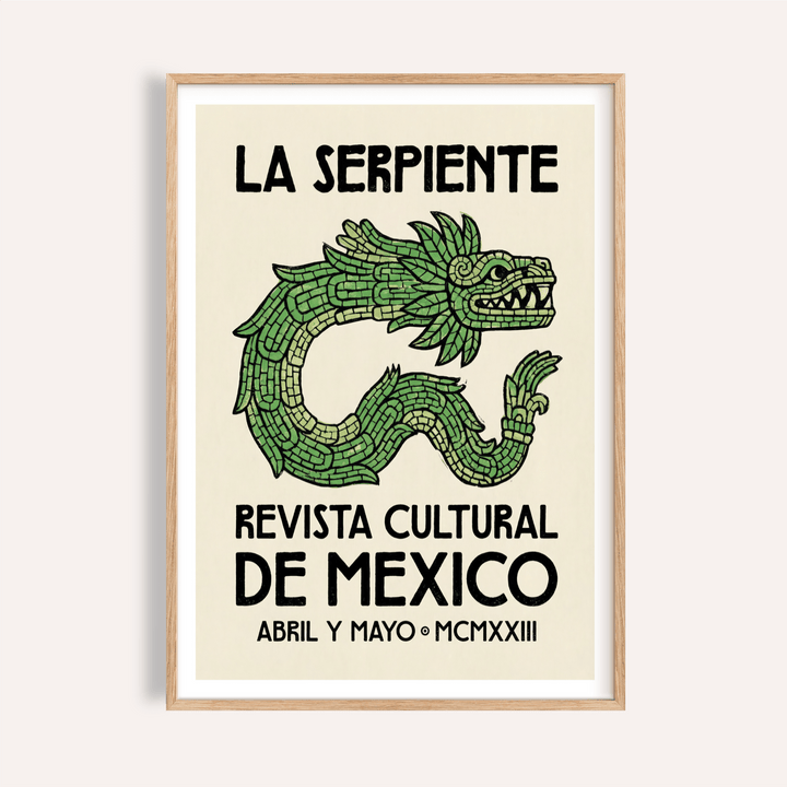 Featured Serpent Cultural Art Print poster with Spanish text and serpent illustration