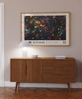 Colourful polka dot art print for creative home decor.