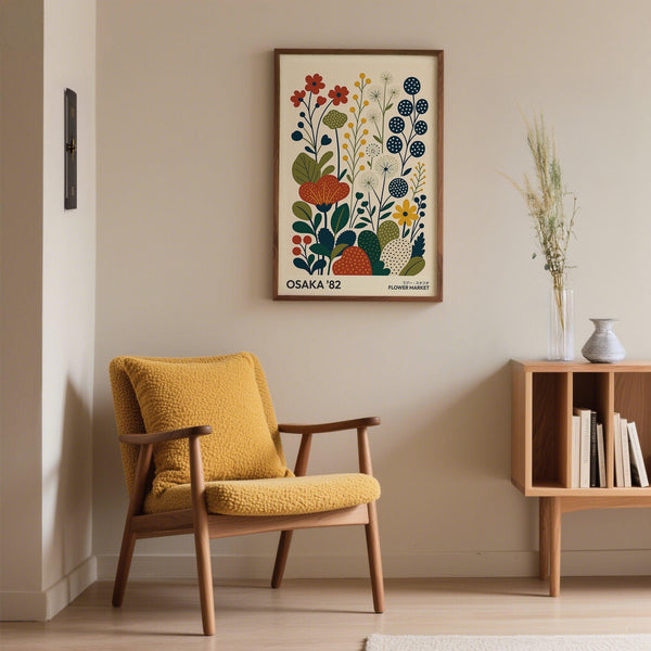 Vintage-inspired nature artwork print with bold botanical shapes and soft natural tones.
