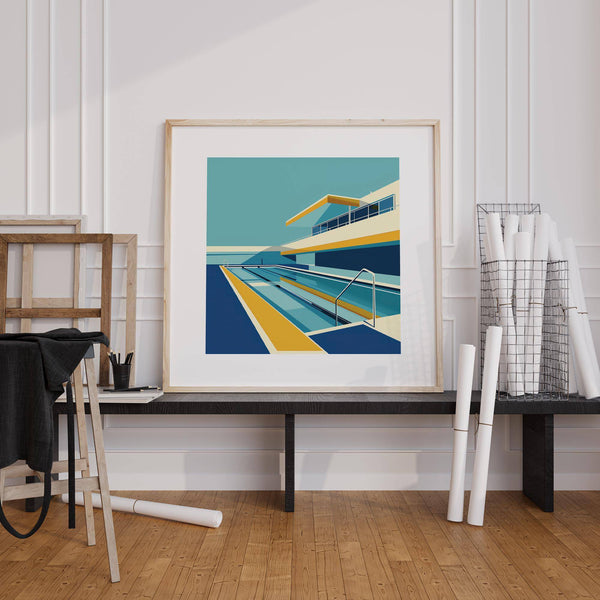 Elegant poolside art print for minimalist interiors