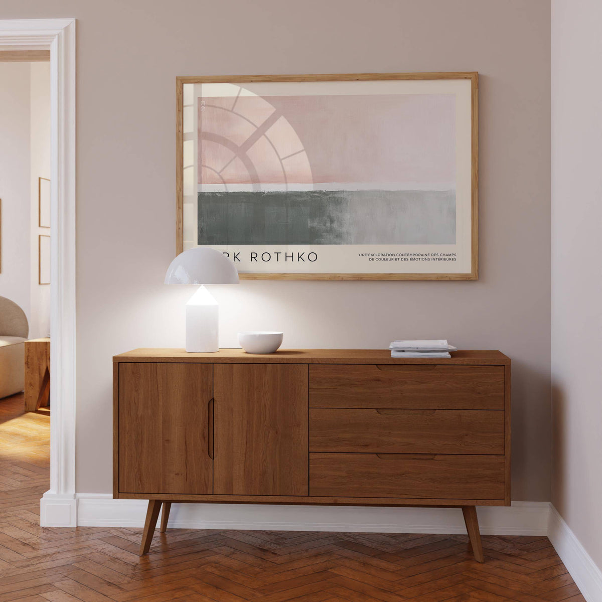 Rothko-style horizontal wall decor in soft tones for elegant home walls