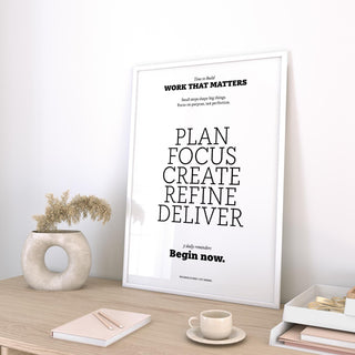 Bold typography motivate quote poster to spark focus and creativity.