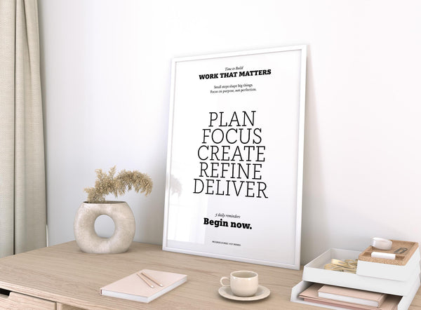 Bold typography motivate quote poster to spark focus and creativity.