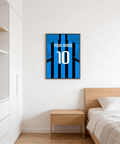 Framed Atalanta Football Shirt Poster showing vertical blue and black stripes