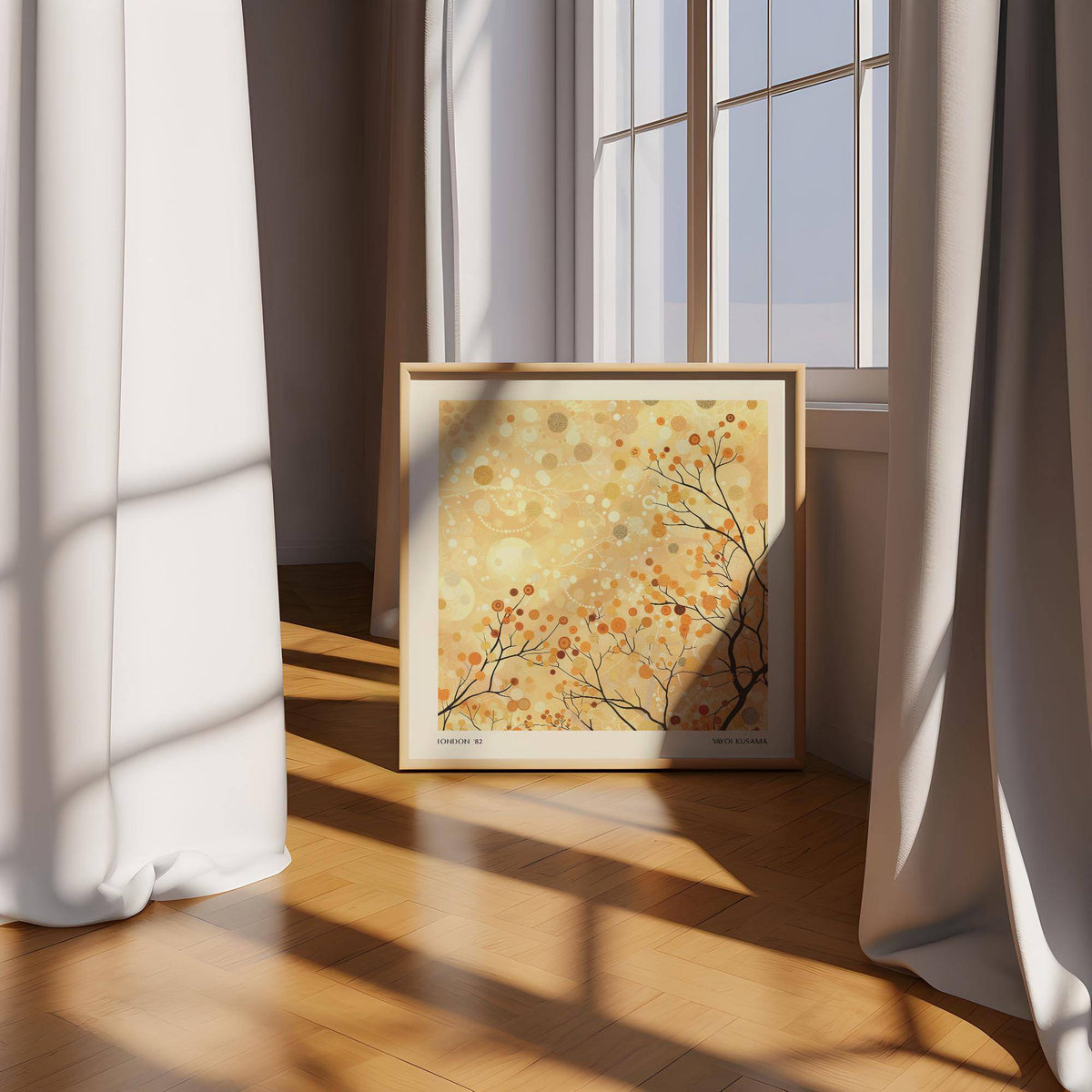 Abstract golden tree print ideal as sophisticated family room wall decor