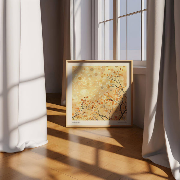 Abstract golden tree print ideal as sophisticated family room wall decor