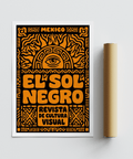 Poster-style Mexico wall art print with thick letterforms and linework frame