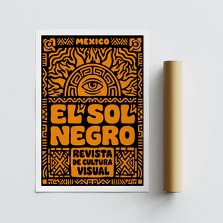 Poster-style Mexico wall art print with thick letterforms and linework frame
