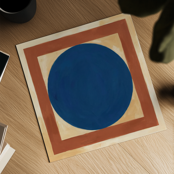 Minimalist Circle Art in calming Blue, Brown, Beige ideal for hallway