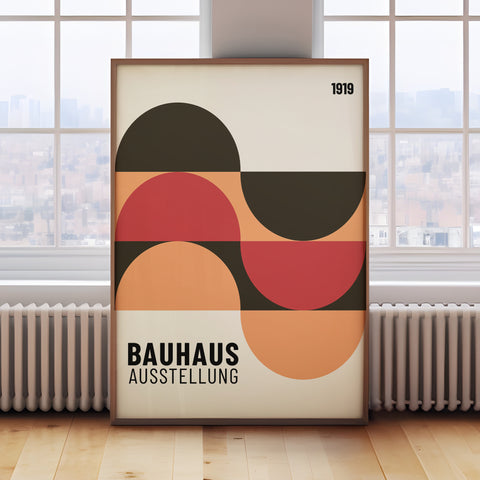 Minimalist Bauhaus geometric poster in vintage colours
