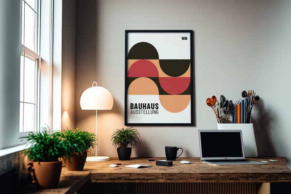 Artistic home office wall art inspired by Bauhaus minimalism
