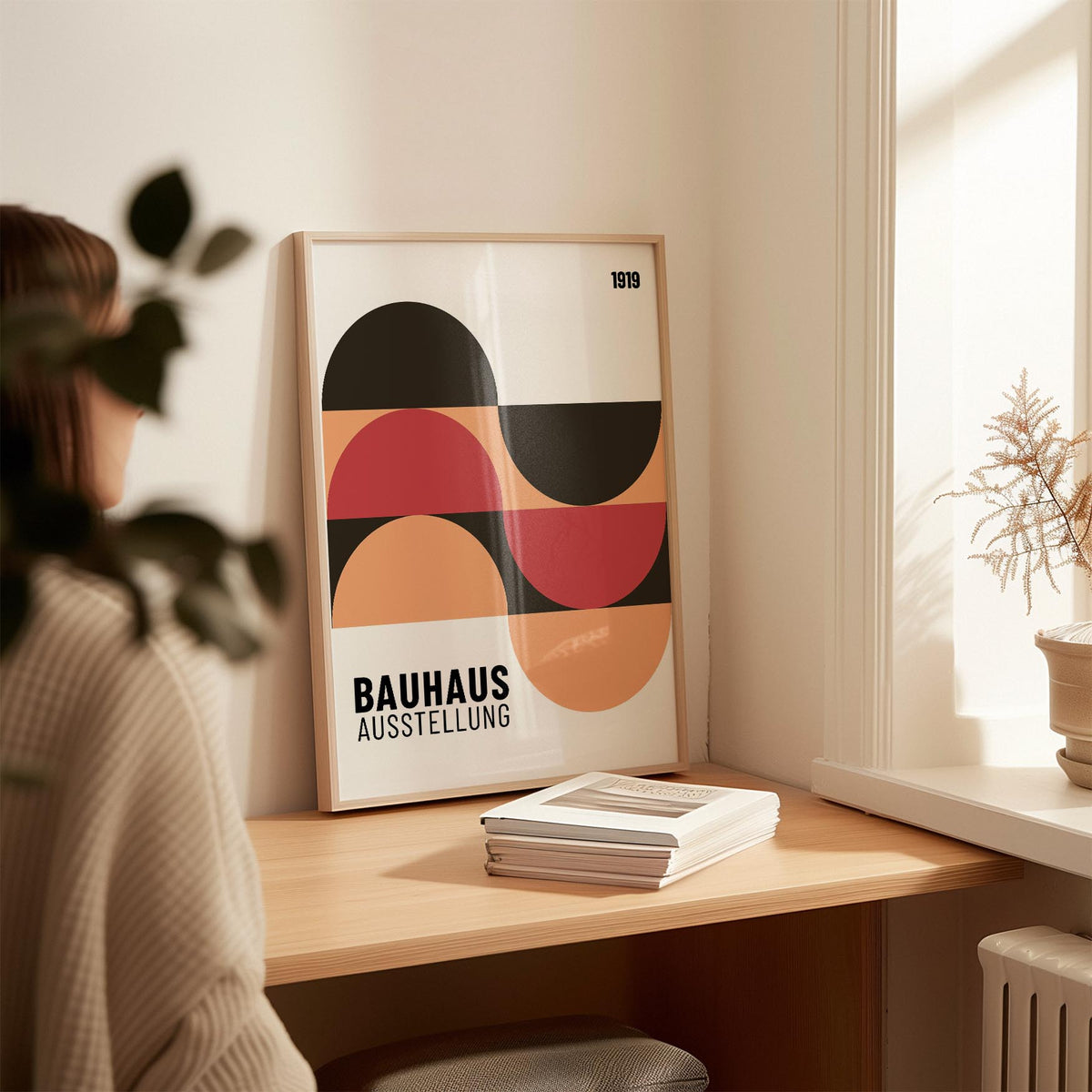 Premium matte home office wall art featuring abstract circular forms