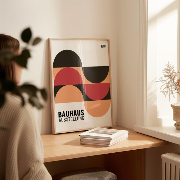 Premium matte home office wall art featuring abstract circular forms