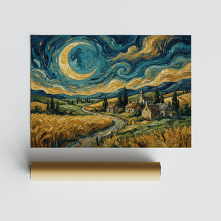 Impressionist Home Decor art print for cozy corners using blue, yellow, multicolored hues