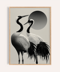 Black and White Crane Print in Black and White colors for living room wall art
