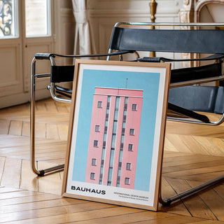 Symmetrical Bauhaus-style architecture art prints perfect for offices