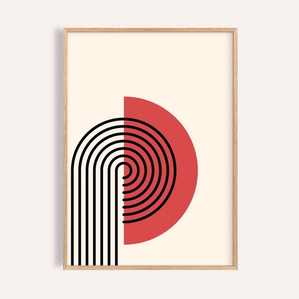Abstract Modern Print in black and red for living room wall art print