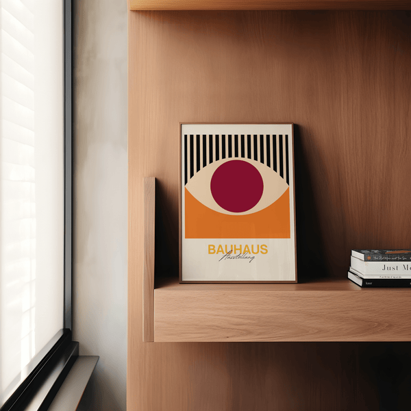 Bold Retro Eye Wall Art for office space in Black and Orange