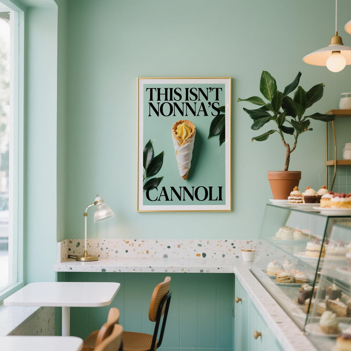 Italian Kitchen Art featuring a pastry cone inspired by classic cannoli