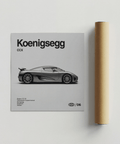 Stylish Koenigsegg Art Print in Black tones for studio decor