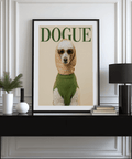 Fashion Poodle Wall Art in beige, white, and green for gallery wall in dining room