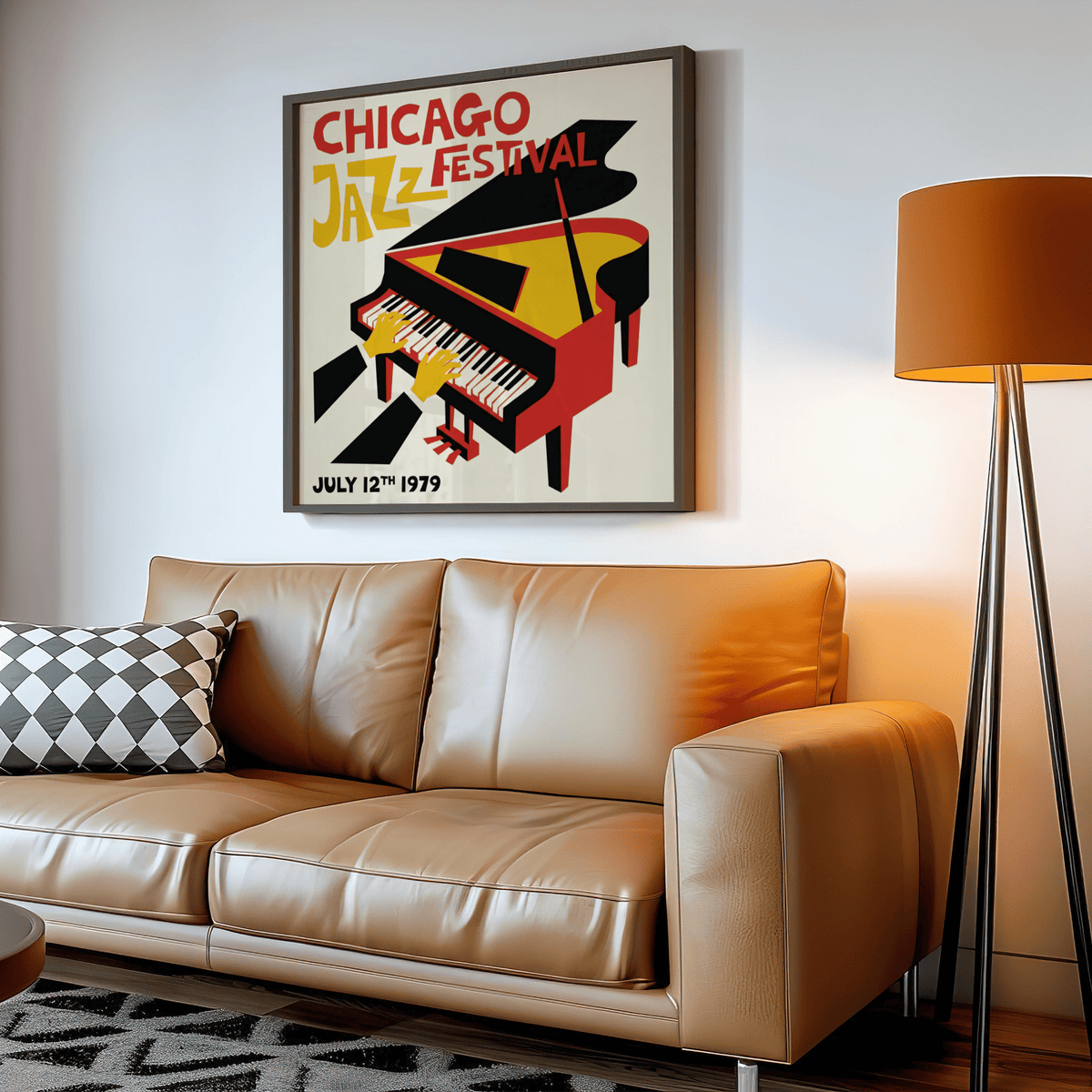 Jazz Festival Poster featuring Yellow, Red, Black for creative studios art print