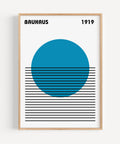 Minimalist blue circle Bauhaus-inspired wall art
