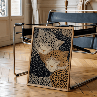 Leopard Print Wall Art featuring Gray and Black for a living room poster