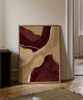 Neutral Organic Abstract Art print showing Red, Brown, Beige, White for stylish dining room decor