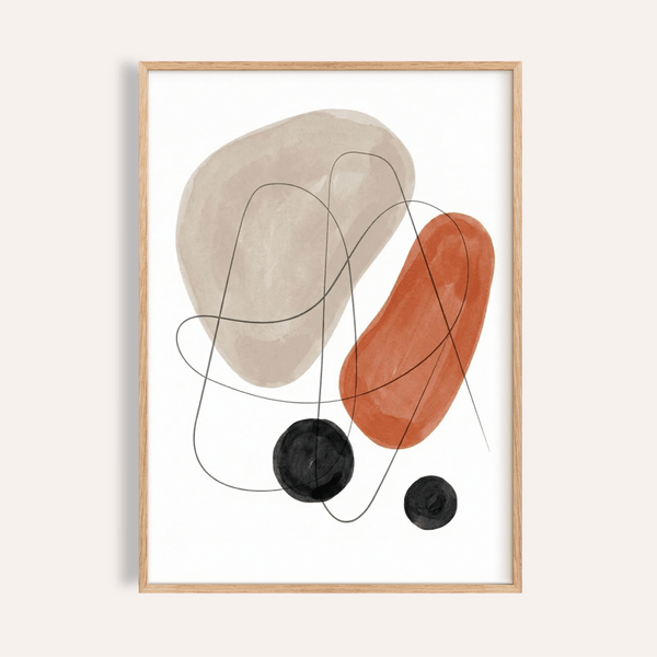 Abstract Shapes Art Print in Green and Yellow for living room wall art