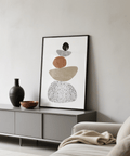 Modern Pebble Print abstract wall art print for entryway decor, main colors beige and brown